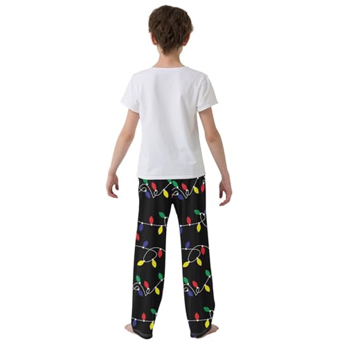 ZZXXB Colorful Light Bulb Boys Long Pants Soft Trousers Elastic Waist Kids Lounge Bottoms with Pockets S-XL3