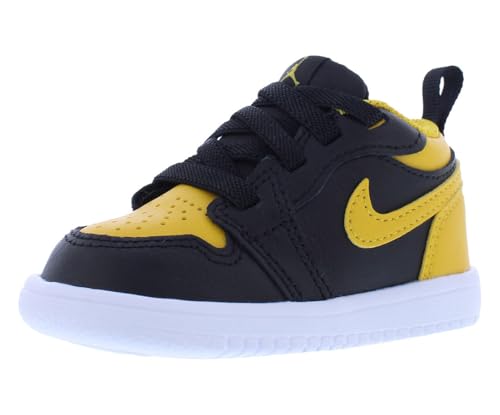 NIKE Jordan 1 Low Alt Baby/Toddler Shoes (DR9747-072, Black/White/Yellow Ochre) Size 7