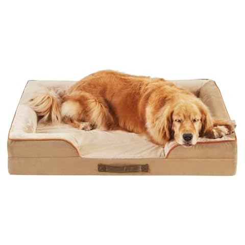 Friends Forever Orthopedic Dog Bed, Bolster Dog Bed with Memory Foam Dog Couch Sofa and Removable Washable Cover, Ally Khaki, 42x32x7 Cover
