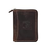 Leder Herren Geldbörse Geldbeutel Portemonnaie rustikales Hunter Rindsleder RFID Safe (Braun Shark)