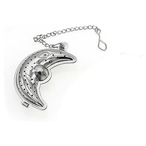 Silver Moon Celestial Tea Infuser, Metal, Hinge and Buckle Style with Chain Handle, For Loose Leaf Tea Cover