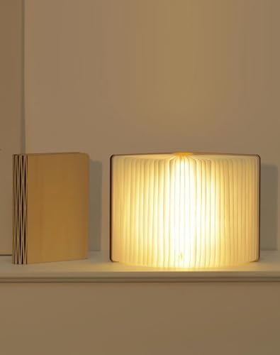 ZBOLE Wooden Book Lamp - Portable Folding LED Book Light for Reading, Home & Library Decor, Unique Gift for Book Lovers, Magnetic Book-Shaped Night Light (Maple)