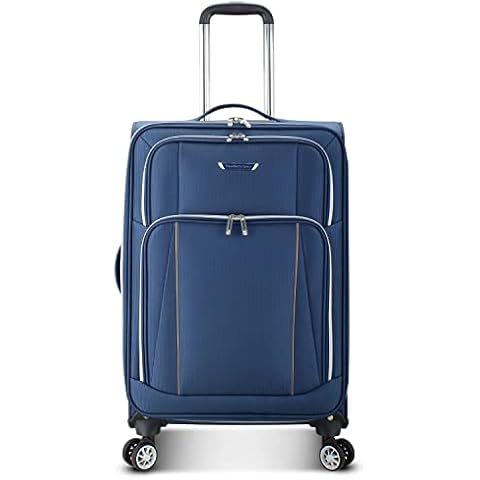Traveler's Choice Lares Softside Expandable Luggage with Spinner Wheels, Navy, Checked 27-Inch, Lares Softside Expandable Luggage with Spinner Wheels Cover