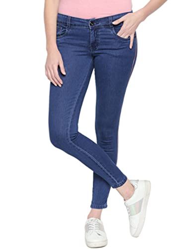 Image of HIGH STAR Women Blue Slim Fit Mid-Rise Clean Look Stretchable Jeans (34)