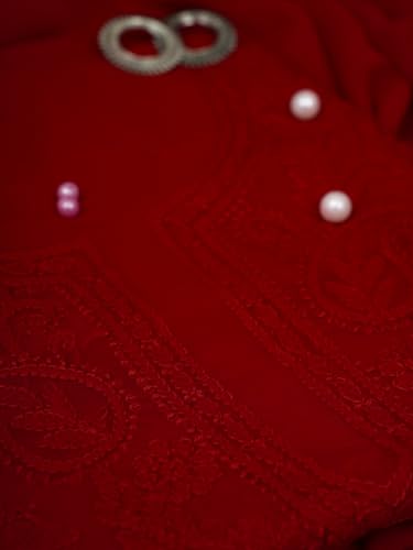 Image of Ada Hand Embroidered Lucknow Chikankari Unstitched Georgette Dress Material Suit Set for Women