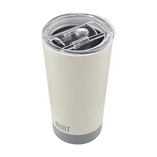 BUILT 20 Ounces Cascade Tumbler, Slide Lid, Stainless Steel, Hot or Cold Tumbler, Concrete Grey