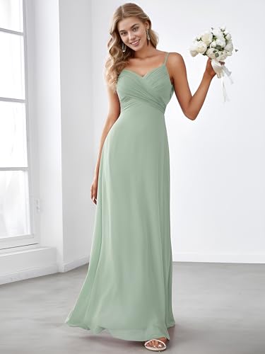 Image of Ever-Pretty Women's Summer Backless Spaghetti Strap Chiffon Bridesmaid Dresses Empire Waist Formal Wedding Guest Dress