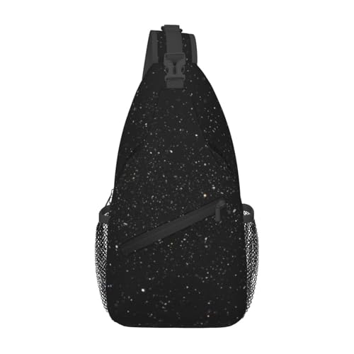 Bolso bandolera cruzado para hombre negro con brillo