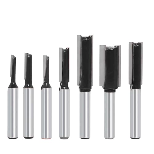 7Pcs Straight Router Bit Set 1/4 Shank Double Flute Straight Bit Dado Straight Cut Router Bit Cut Dia 1/8 5/32 3/16 1/4 5/16 3/8 1/2 Straight Router Bit for Woodworking Groove by SICWOOD