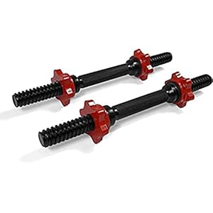 Yes4All Pair of Threaded Dumbbell Handles 14/16/18/24 inch, Chrome/Rubber Grip, Fit 1” Plates, Weight Bar Connector