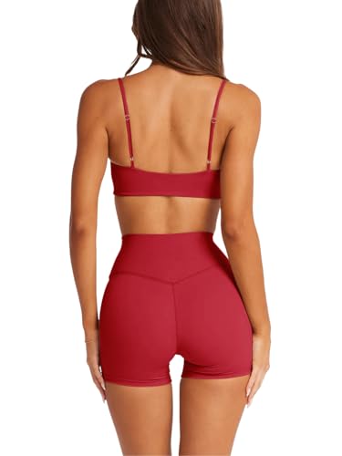 Image of LASLULU Womens Adjustable Spaghetti Straps Sports Bra Square Neck Wireless Padded Workout Yoga Crop Tops