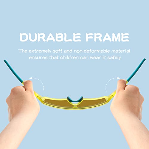 Maxjuli Youth Kids Polarized Sunglasses For Boys And Girls,Windproof Outdoor Baseball Sports Cycling Uv400 Protection Sun Glasses 7705(Yellow/Rose Pink) #TOP6