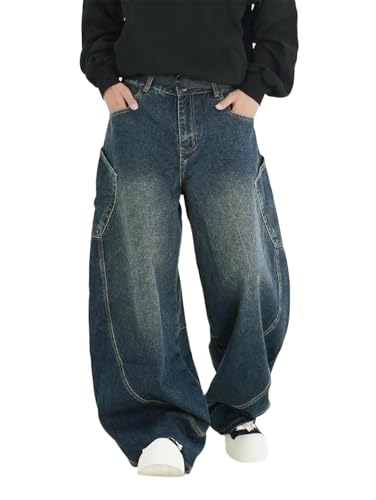 Men's Wear Washed Denim Pants Threedimensional Large Pockets Loose Fit Jeans