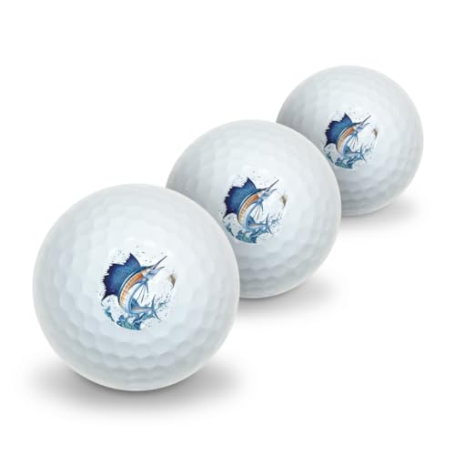 Sailfish Fishing 4 Novelty Golf Balls 3 Pack