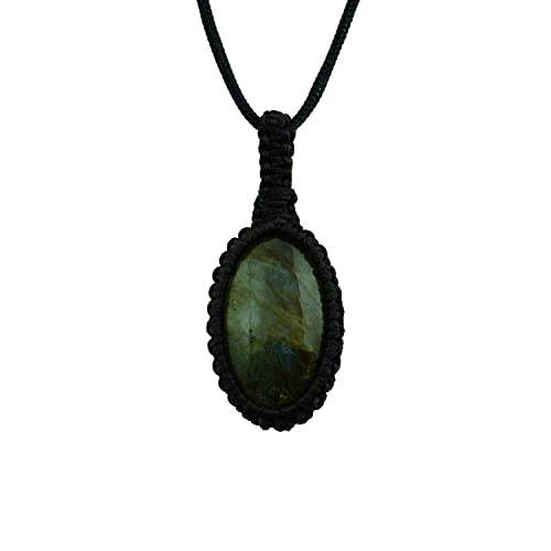 Image of REMEDYWALA Gemstone Macrame Pendant for Reiki & Crystal Healing, Natural Stone