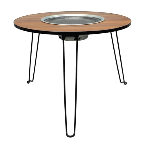 Table de barbecue ronde pliable ZJchao pour repas de camping