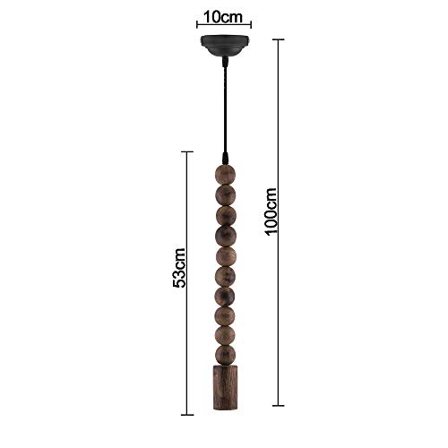 Image of Homesake Wooden Beaded Pendant Light for Living Room | Nordic Hanging Ceiling Lamp with Warm Light | Rustic Modern Pendant Lamp for Bedroom, Dining, Cafe & Home Decor, Dark Brown