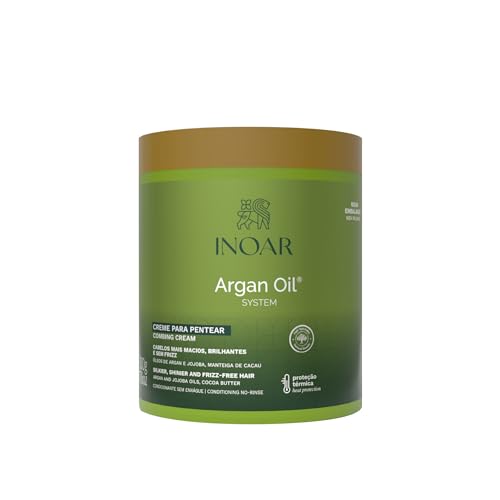 Inoar, Argan Oil, Creme para Pentear Finalizador, Hidratação e Antifrizz, Óleo de Argan, Jojoba e Manteiga de Cacau, Para Todos os Tipos de Cabelos, 500g