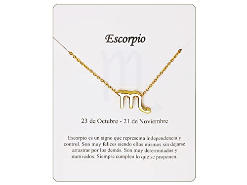Collar Signo Zodiaco Escorpio Acero Inoxidable hermosa Tarjeta