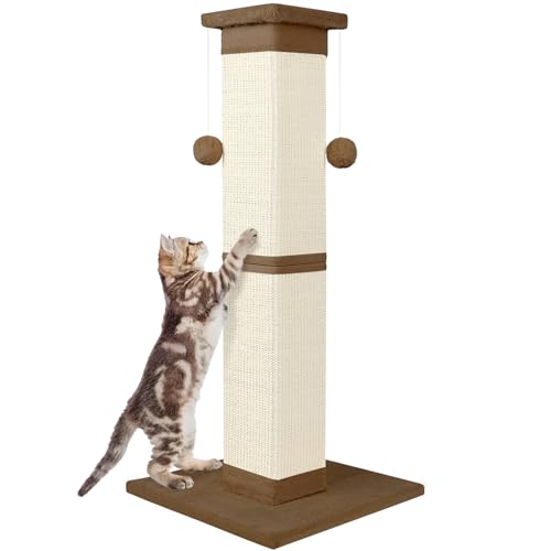 SOCATER Cat Scratching Post 33 Inch Nature Sisal Cat Scratch Post for Indoor Cats