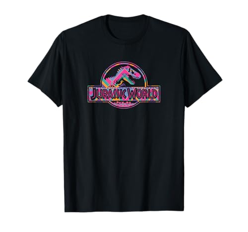 T-shirt Jurassic World noir imprimé géométrique vêtement pop culture
