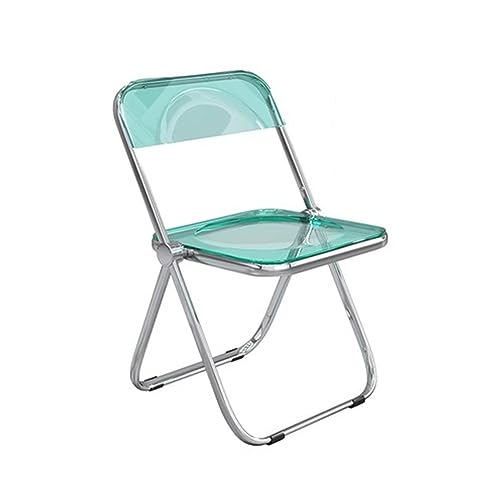 Silla de comedor plegable transparente para el hogar y el dormitorio, taburete trasero simple, elegante color verde, perfecta para comedor y espacios pequeños
