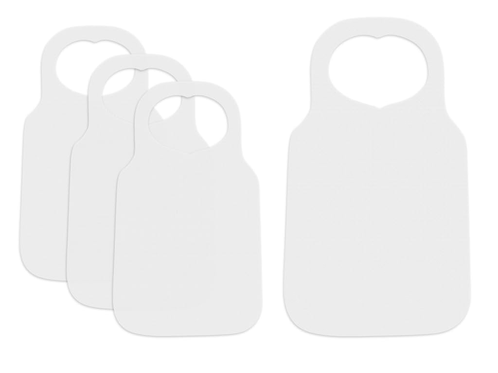 Anlising 50 Pieces Disposable Bibs Set, Dining Apron, Disposable Bibs for Adults, Disposable Aprons, Adult Bibs, Waterproof, Disposable Bibs, for Adults, Seniors, White, NO