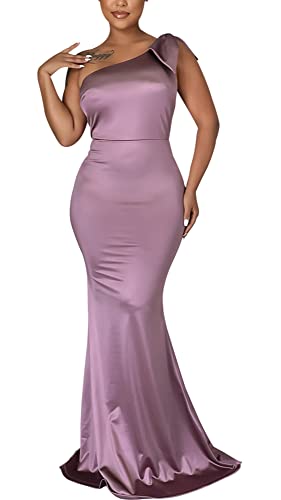 Image of FairyLove Women's One Shoulder Sleeveless Formal Ruched Bodycon Fashion Dress Belted Cocktail Dresses