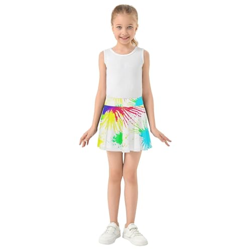 Joisal Watercolor Splashes Fireworks Tennis Skirts Toddler Children Athletic Shorts Girls Skorts Flowy Skirt 4t3