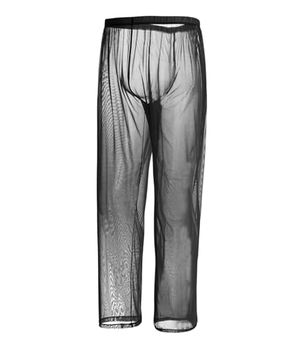 Men's See Through Pajamas Pants Mesh Breathable Sheer and Sexy Pants for Men