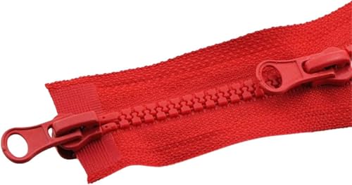 Cremalleras, Cremallera roja de longitud doble deslizante, cremallera de resina, 80 cm