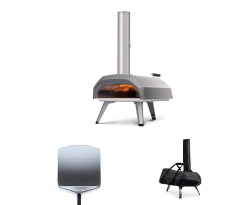 Ooni Karu 12 Bundle – Four à Pizza Multi-Combustible (Bois, Charbon, Gaz) avec Pelle à Pizza 30 cm et Housse de Protection – Cuisson sur Pierre en 60 Secondes – Pack Complet Authentique Pizza