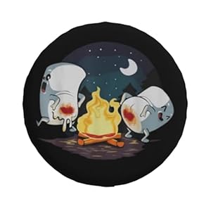 Spare Tire Cover with Marshmallow Campfire Pattern Wheel Protectors Weatherproof Wheel Covers Universal Fit for SUV Truck Rv Travel Camper Trailers Accessories 14inch