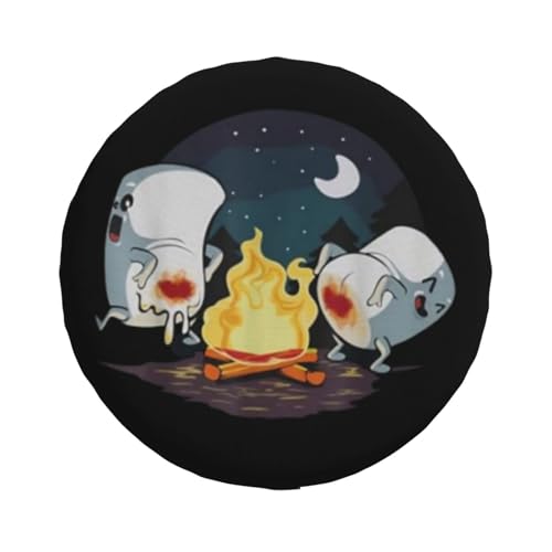 Spare Tire Cover with Marshmallow Campfire Pattern Wheel Protectors Weatherproof Wheel Covers Universal Fit for SUV Truck Rv Travel Camper Trailers Accessories 14inch