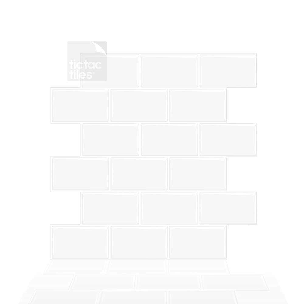 Tic Tac Tiles Peel and Stick Self-Adhesive Backsplash 3D Thicker Tiles in Subway White 12-Pack