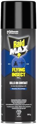 Raid MAX Flying Insect Killer and Mosquito Repellent, Insect Killer Spray for Indoor and Outdoor Use Kills Bugs on Contact, 500g Can