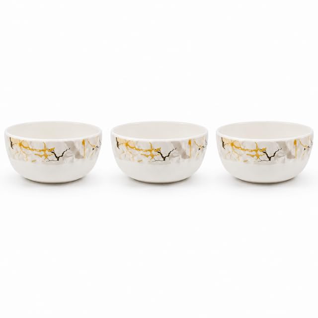 Image of Ariya 4.5 Inch Melamine Greek Bowls Black Gold Harmony Collection Set of 3