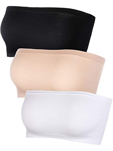 Trägerloser Damen-Bralette, nahtloser Bandeau-BH, Stretch, nicht gepolstert, Bandeau-Top, BH in verschiedenen Farben, 3 Stück - mehrfarbig Cover