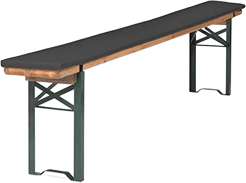 TexDeko® Bierbankauflage gepolstert für Bierzeltgarnitur 170x23x4cm (kurz) XL Polsterung Biertisch-Auflage (Premium, Anthrazit)