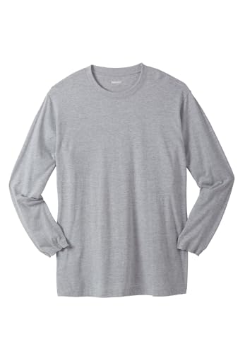 KingSize Men's Big & Tall Shrink-Less Lightweight Long-Sleeve Crewneck Pocket T-Shirt