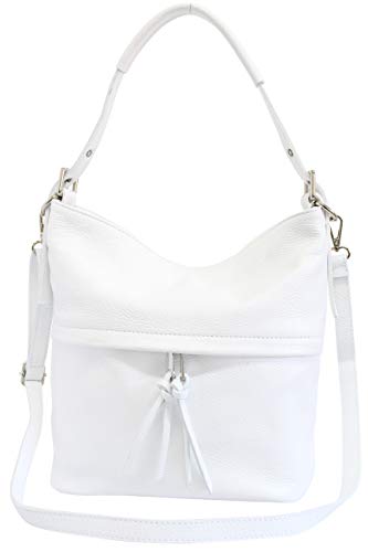 AmbraModa GL024 - Bolso de mano para mujer (piel), color Blanco, talla Medium