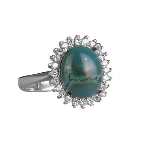 Bague argent femme KAMBO turquoise naturelle, bague élégante en argent sterling 925