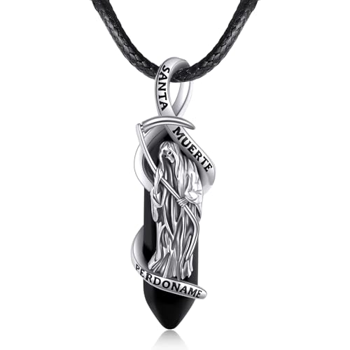 MONGAS Santa Muerte/Virgin Mary/Saint Jude Necklace Sterling Silver Santa Muerte/Virgin Mary/Saint Jude Jewelry Religion Necklace for Men Women
