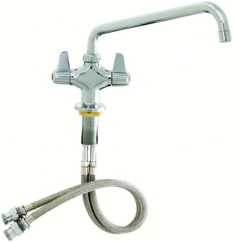 T&S Brass 5F-2SLX10A, Faucet, Deck Mount, Single Hole, 18" Flexible Hoses, 10" Swing Nozzle, 2.2 GPM Aerator