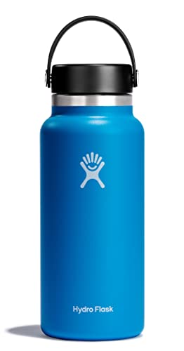 HYDRO FLASK - Water Bottle 946 ml (32 oz) - Vacuum Insulated Stainless Steel Water Bottle with Leak Proof Flex Cap and Powder Coat - BPA-Free - Wide Mouth - Pacific