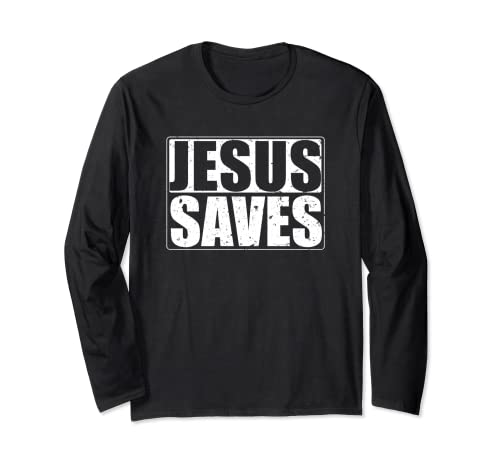 Jesus Saves - Camiseta de regalo cristiana envejecida para hombre Manga Larga