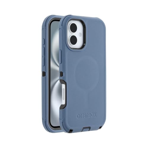 Image of OtterBox iPhone 16 Plus (Only) Defender Series MagSafe Case - Stonewash (Blue & Black) - Case Only - Built-in Magnets - Screenless - Rugged & Durable - with Port Protection
