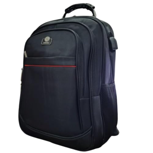 Mochila Executiva Preta Reforçada Grande com Porta USB, Vários Compartimentos, Suporta Notebook até 16,5 Polegadas para Trabalho Viagem e Escola, Alça com Cabo de Aço