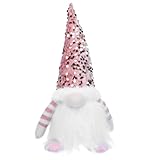 Lurrose クリスマス光る無顔ドール装飾 ピンク色 ツリー飾り グローイングスパンコール人形 かわいいノームフィギュア ホリデーパーティー