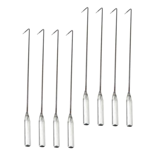 DIYEAH 8pcs Steel Fire Pit Poker Sticks Long Handle Fireplace Ash Cleaning Hooks BBQ Accessories Heat-Resistant Rake for Outdoor Barbecues and Smokers